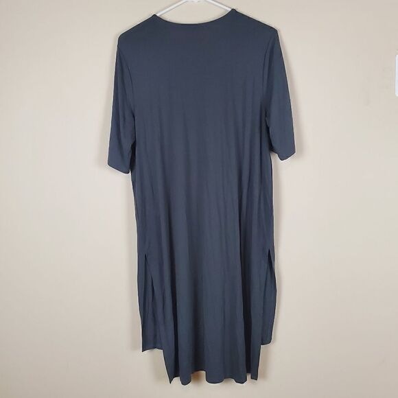 Eileen Fisher Dark Gray High Low Hem Side Splits Casual Dress Medium - Picture 6 of 8